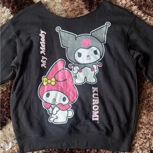 Cut Off-shoulder My Melody x Kuromi Sweatshirt